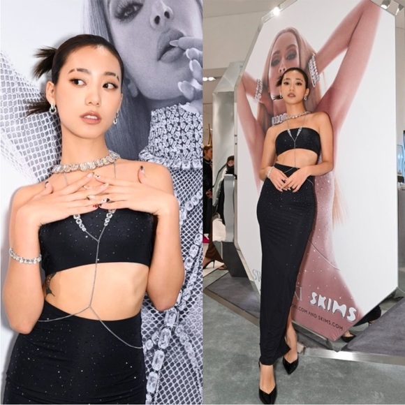 NWOT! SKIMS X Swarovski Jelly Sheer Maxi Skirt in Onyx Black - Picture 9 of 16